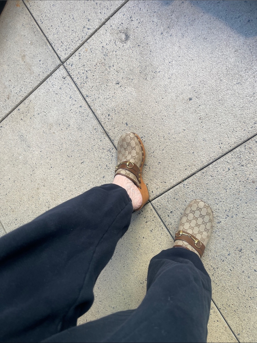 Gucci Brown Beige Monogram Horsebit Clogs - Picture 6 of 6